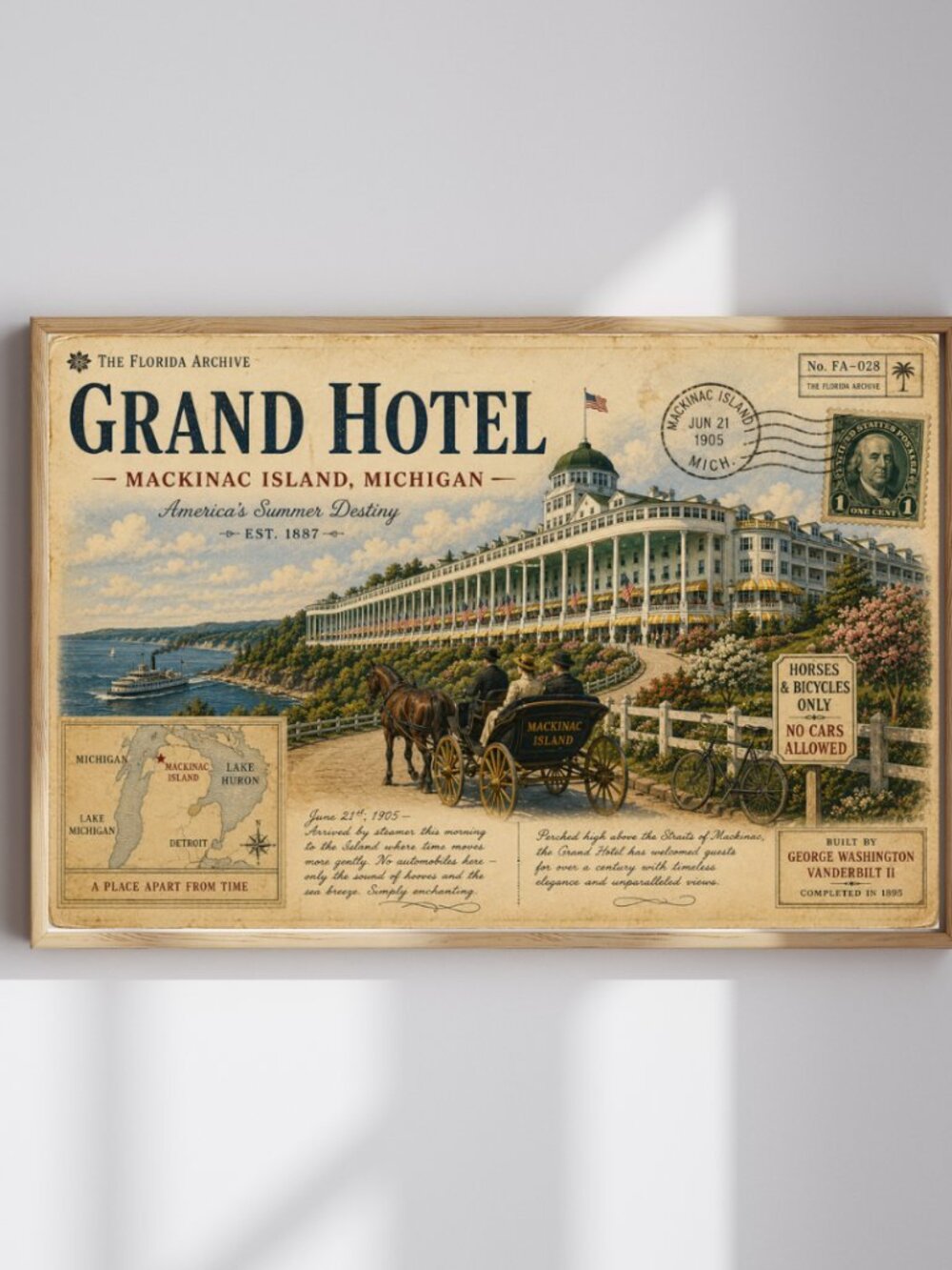 Vintage Mackinac Island Grand Hotel Canvas Print | Retro Michigan Wall Art - Picture 9 of 10